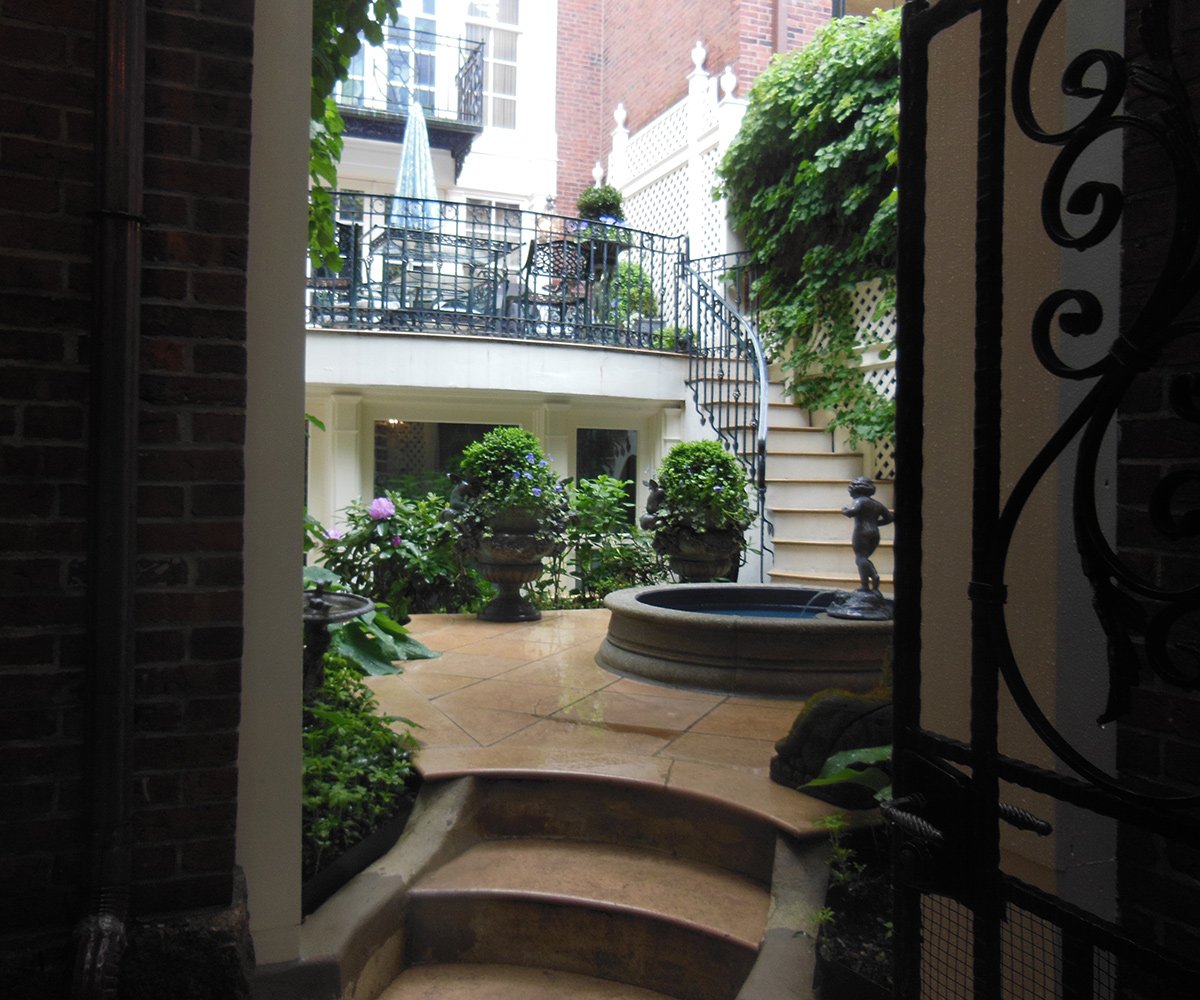 garden fountain in courtyard garden