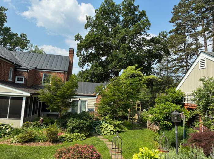 gardens around house and porch